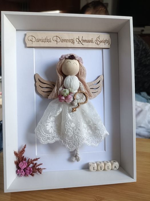 Ramka Anioł Stróż pamiątka podziękowanie prezent komunia chrzest