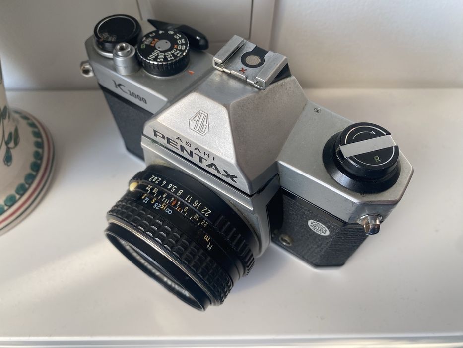 Pentax K1000 e objetiva 50mm analogica rolo