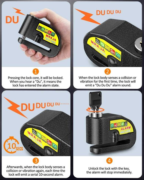 cadeado de disco com alarme de mota