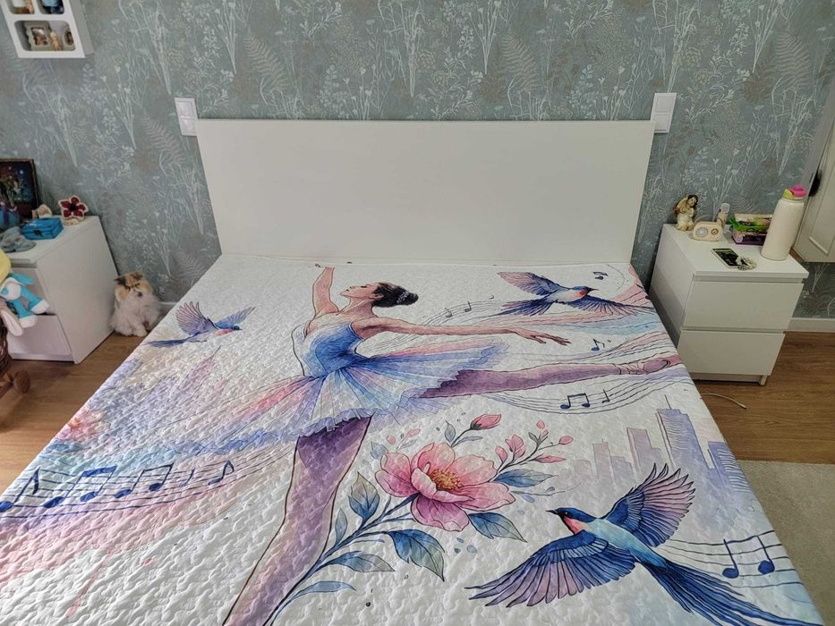 Cama branca ikea Malm 180x200