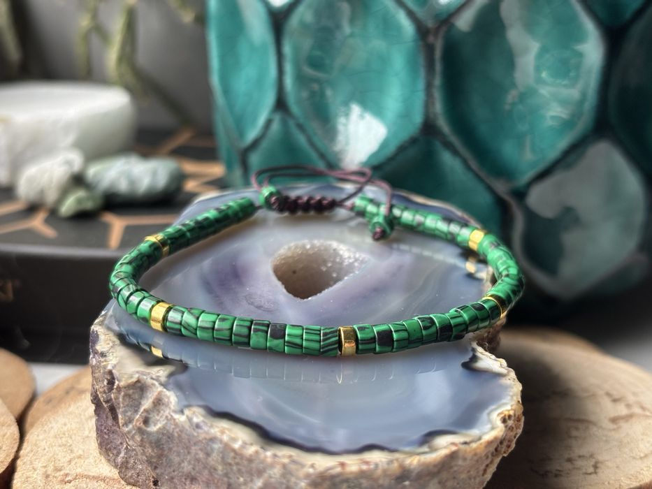 Malachit bransoletka z malachiutu kamien naturalny nowa zielona morska