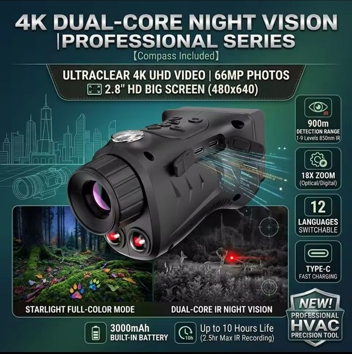 Visão Noturna Monocular digital Ecrã  2,8"