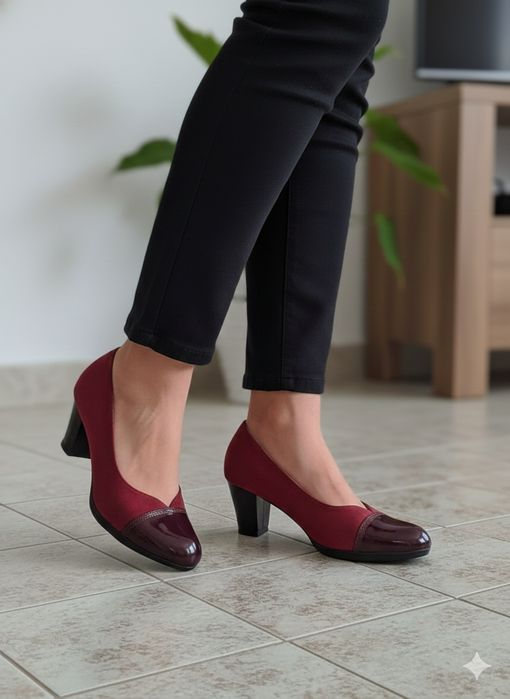 Sapatos bordeaux camurça e verniz, elegantes - Tam.38 - Calçado Portug
