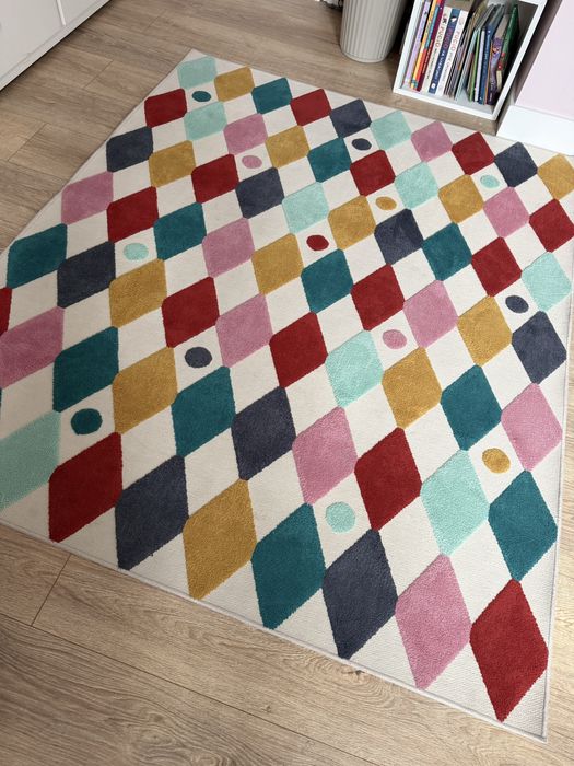 IKEA BUSENKEL Dywan, arlekin wzór/wielobarwny, 130x160 cm