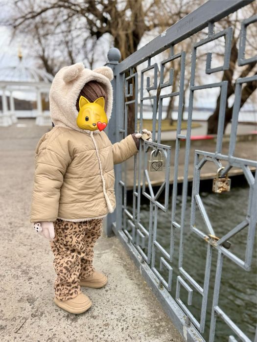 Зимова куртка 92р для дівчинки хлопчика бежева 18-24 міс