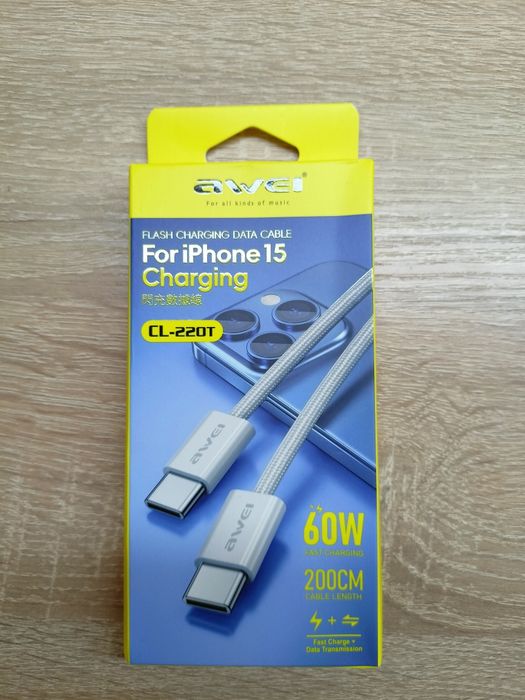 Awei оригінальні кабеля 60 Вт 1 м та 2 м