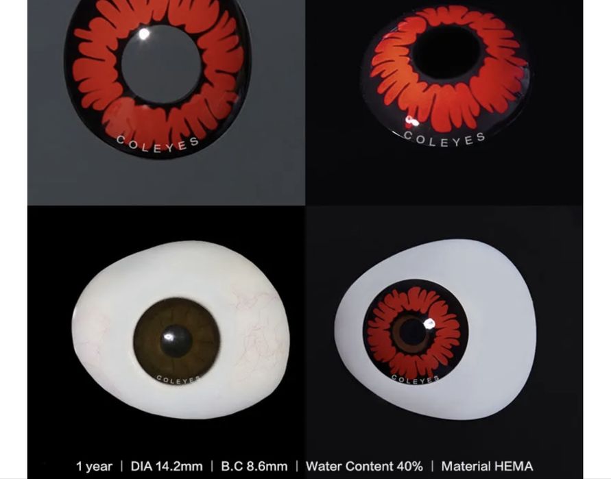 Lentes de Contato Vampiro COSPLAY Vermelho Volturi Halloween 6 Meses