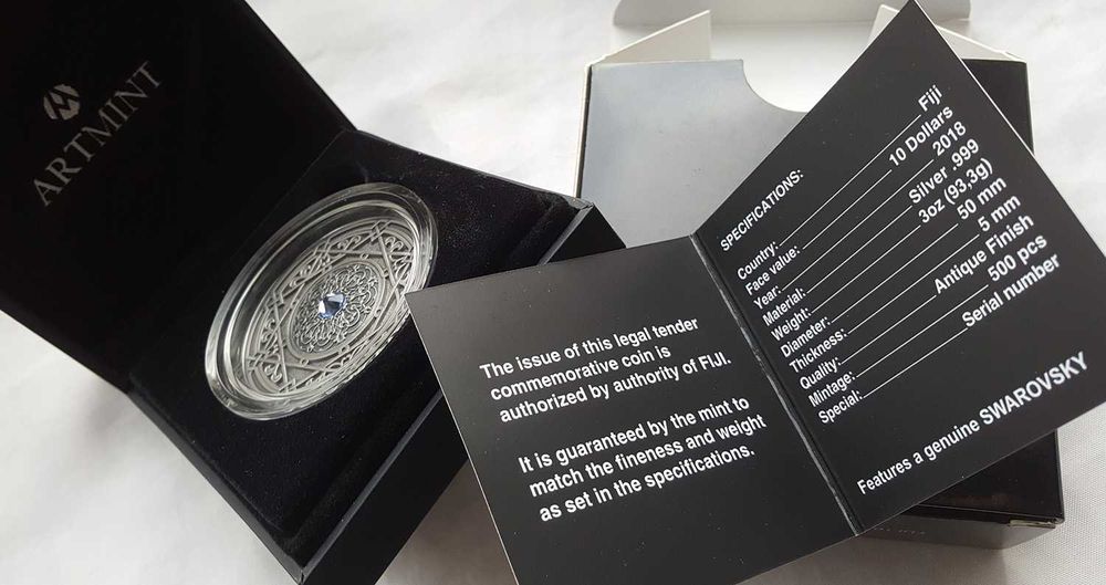 3 Oz. / тираж 500 шт. / MORESQUE Mandala Art  / Серебро Монета Мандала