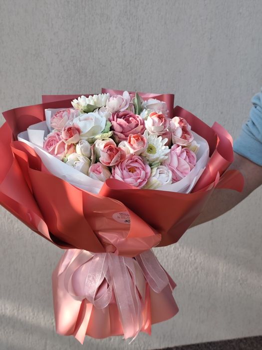 Букет квітів із натурального зефі