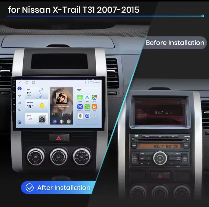 Rádio 10"Android Nissan X-Trail T31 Carplay Android Auto 2/32GB GPS novo