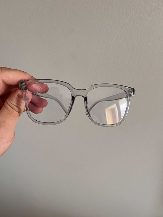 Szare okulary clear glasses aesthetic vintage