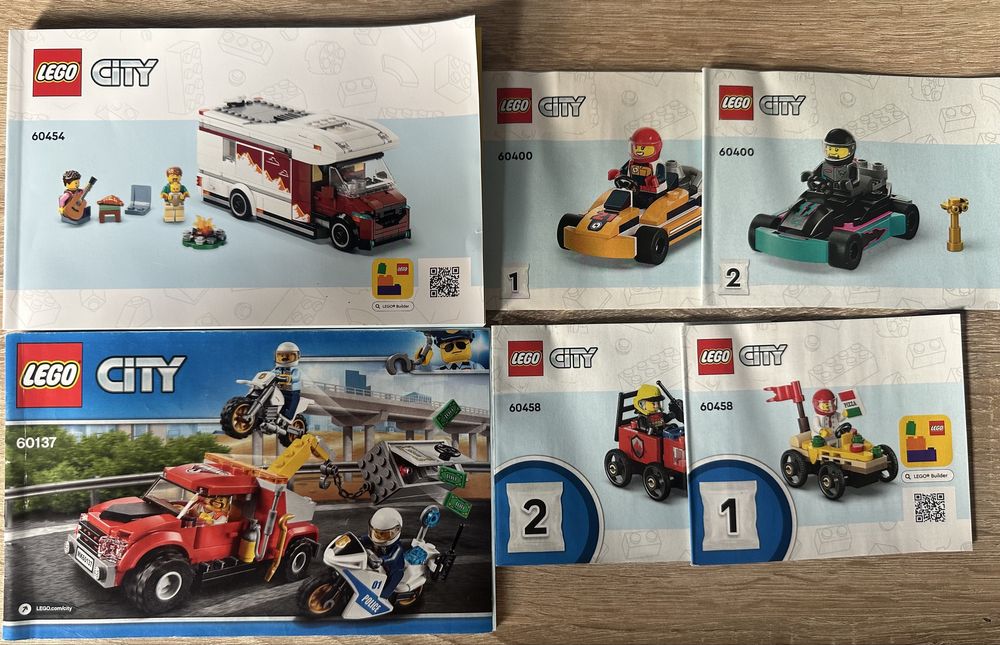 Instrukcje Lego City 60454, 60137, 60400, 60458.