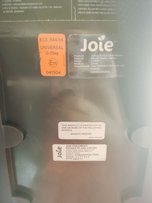 Cadeira auto joie 0+/1/2