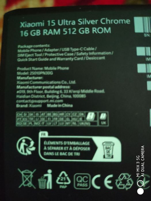 Xiaomi 15 Ultra Silver Chrome NOVO