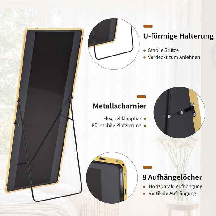 Nowe lustro / lusterko / stojące / kwadratowe / złote/ 160x53 / R63-b!