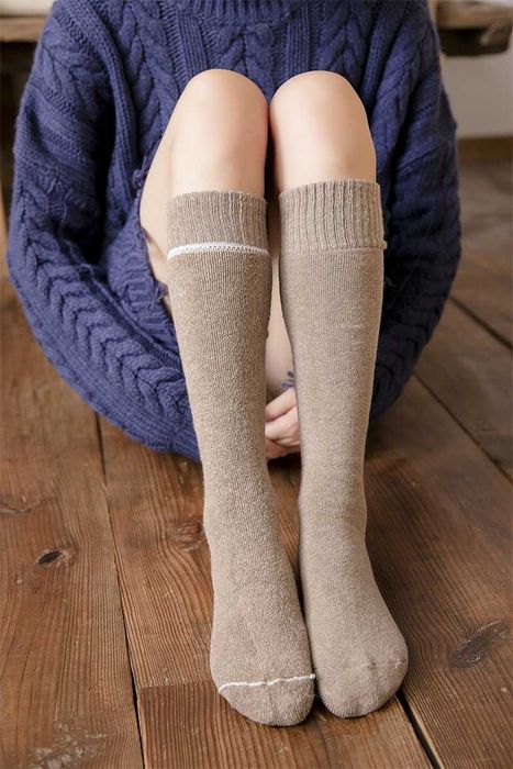 Махрові гольфи теплі в асортименті зимові високі шкарпетки теплі беж