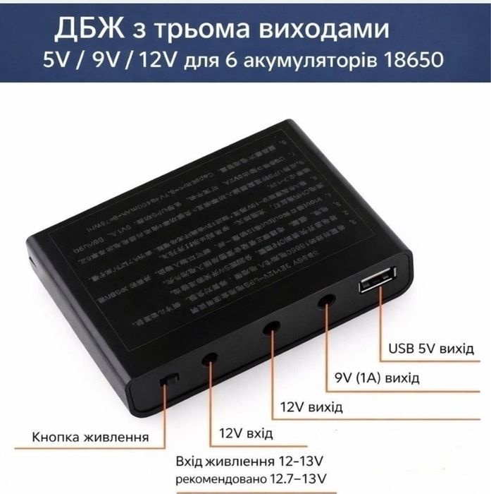 Корпус на 6 акумуляторів 18650. МІНІ УПС, Mini UPS резервного живлення