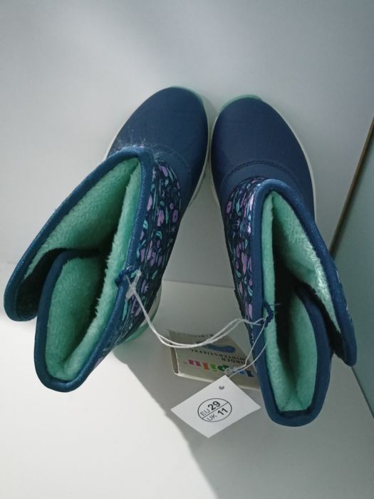 Wodoodporne śniegowce 29 gumowe buty zimowe kozaki ocieplone na rzep