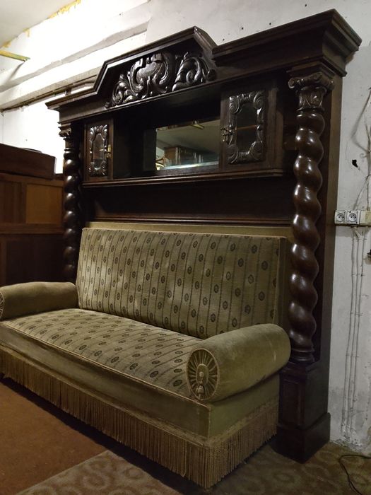 Antyk niespotykany kanapa -witryna-bufet-barek gdański debowy. jedny