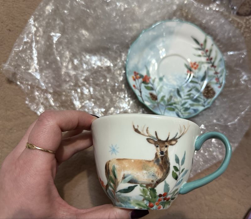 Чашка різдвяна з блюдцем набір