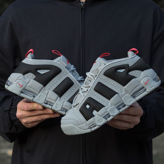 Nike Air More Uptempo Low Grey Black Red