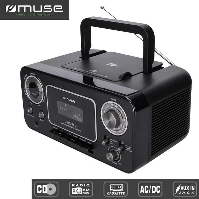 Retro Radio CD + Kaseta + FM/MW + AUX MUSE M‑182RDC – Boombox Nowe