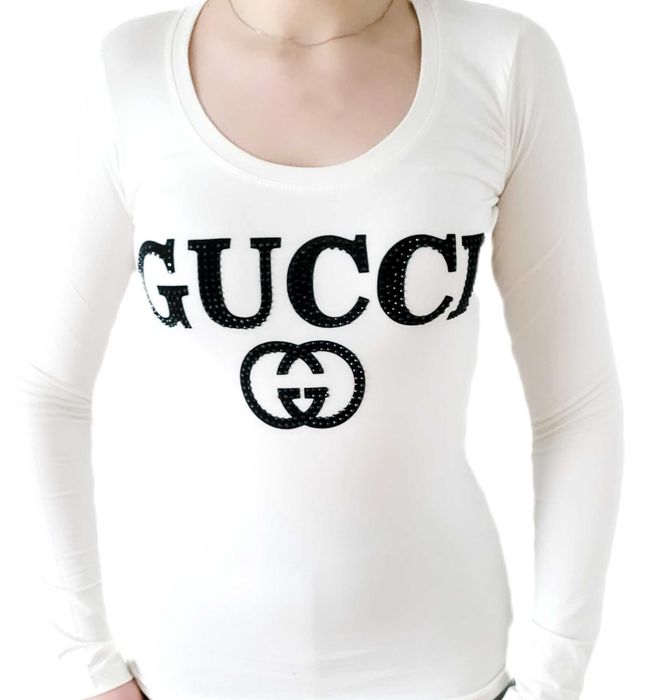 Bluzka damska Longsleeve Gu cci biała