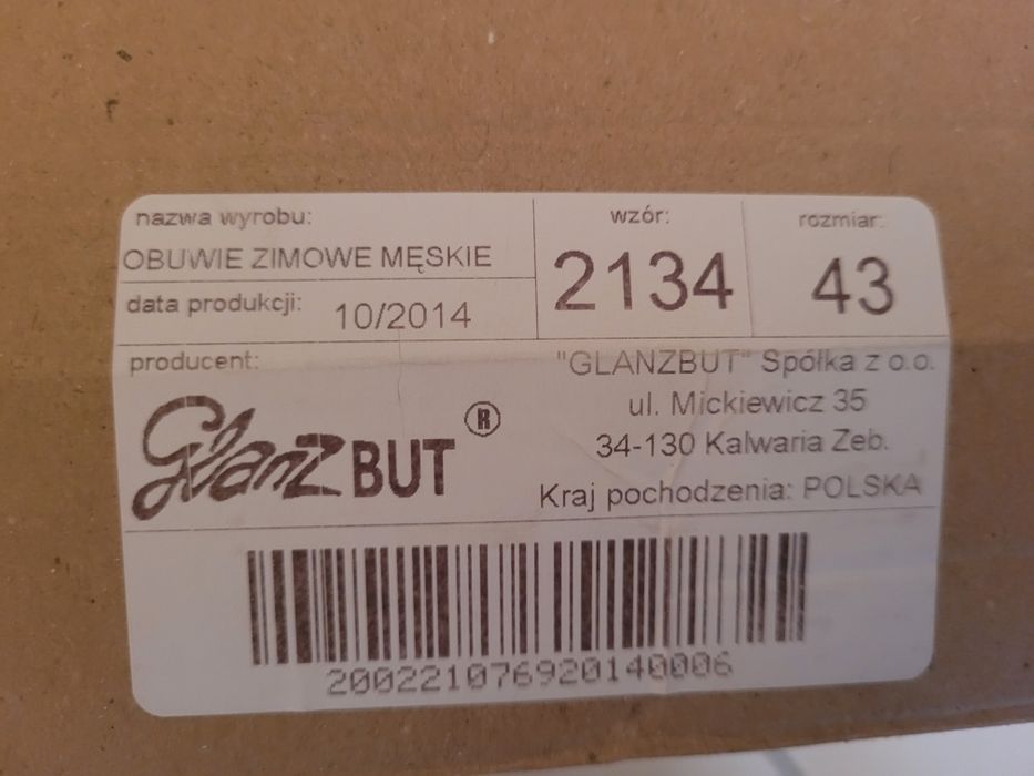 Buty zimowe męskie roz 43 wzór 2134 skórzane czarne
