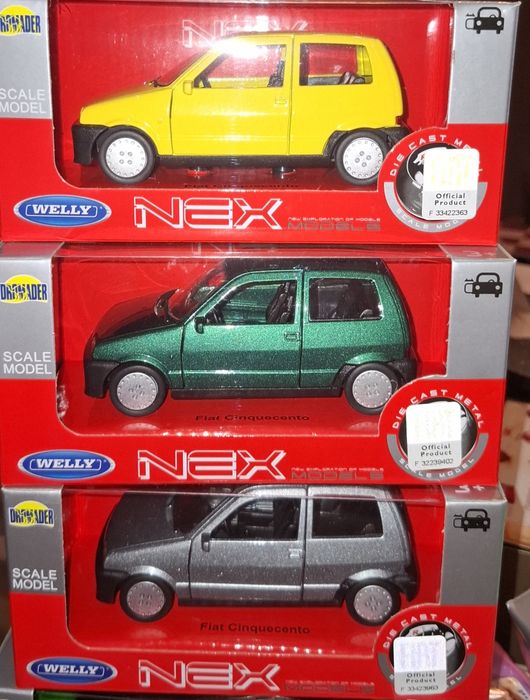 Fiat Cinquecento model Welly 1:34, metalowe autko, otwierane drzwi