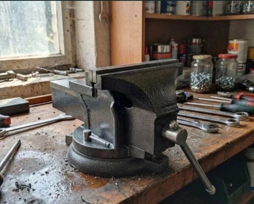Imadło Ślusarskie Warsztatowe 125mm Obrotowe z Kowadło Żeliwne Stołowe
