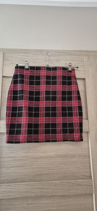 Spódnica spódniczka czarna czerwona w kratę S
