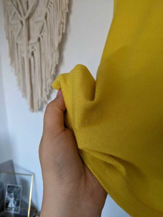 Wełniany sweter Maerz 100% wełna żółty virgin wool premium