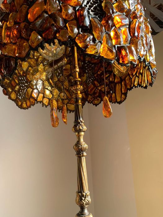 Lampa Podłogowa | VINTAGE | BURSZTYN | LUKSUS | PRESTIŻ | Rękodzieło