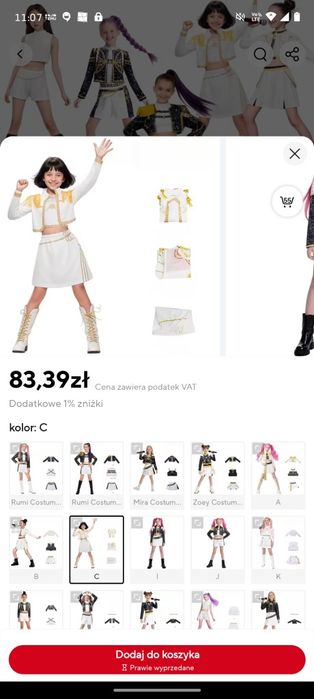 Hutrix strój przebranie Zoey KPOP Demon Hunters