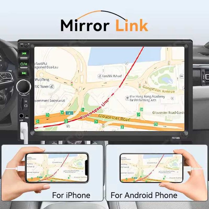 Rádio Automotivo 7 Polegadas 1 DIN Bluetooth Mirror Link USB TF AUX com Câmera de Ré 12V NOVO