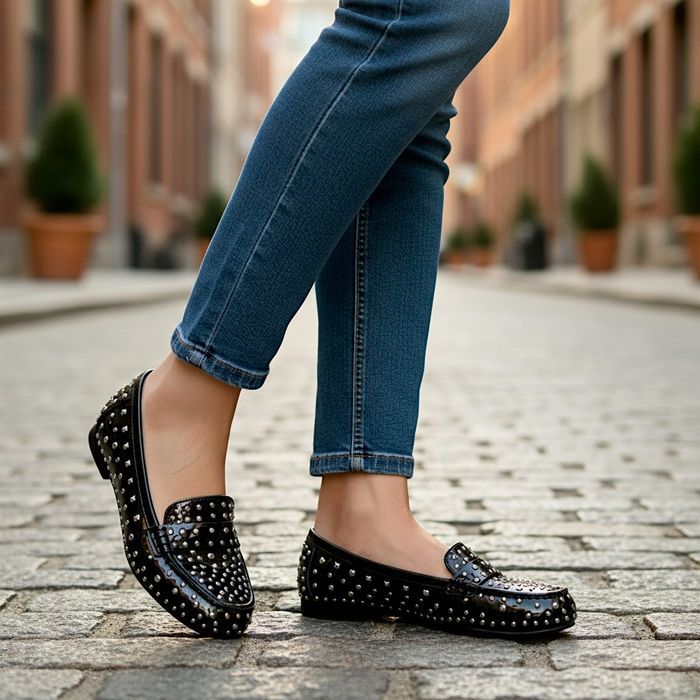 Baleriny damskie ozdobne dżety ćwieki buty casualowe 6634 rozm. 40