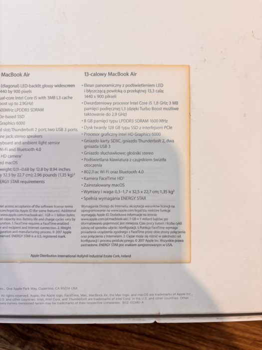 MacBook Air A1466 Zadbany Okazja laptop