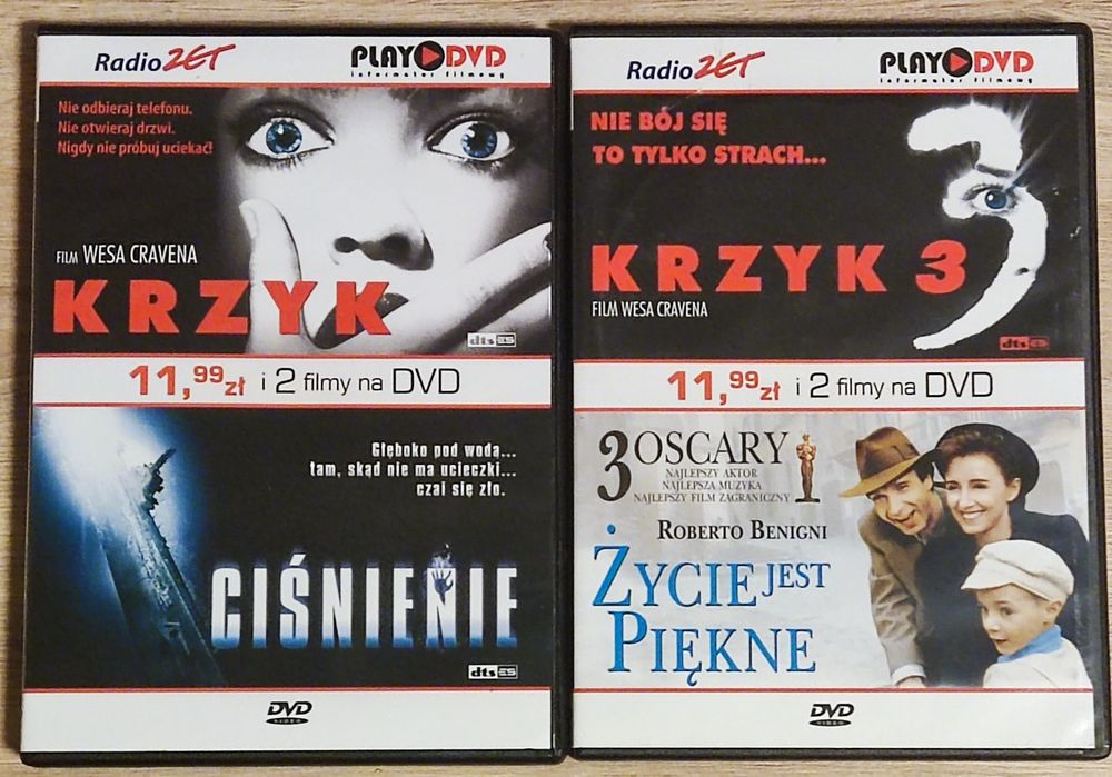 14 filmów DVD, Krzyk, Krzyk 3, Ciśnienie, Życie jest piękne,