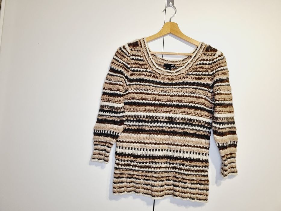 Sweter pleciony w paski 36 H&M bluzka moda zima fashion must have