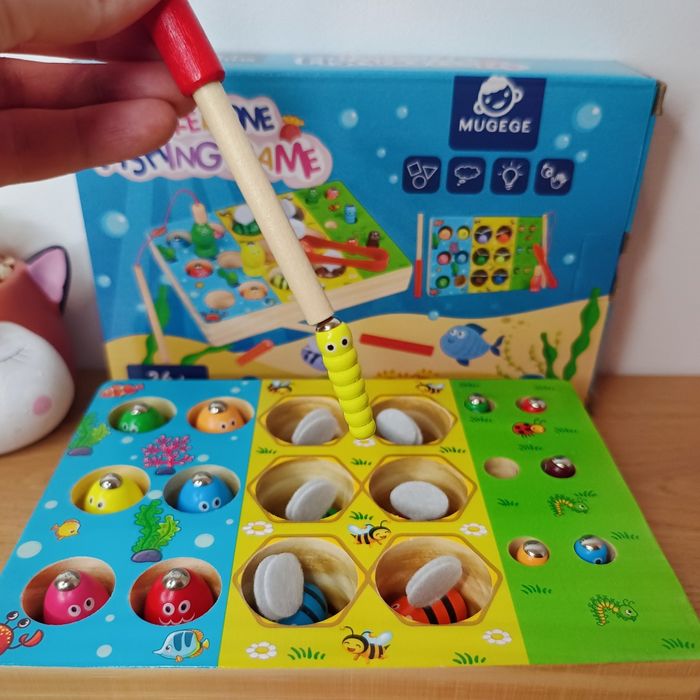 Сортер дерев'яний логічний морква,бджілки,червячки,магнітна рибалка