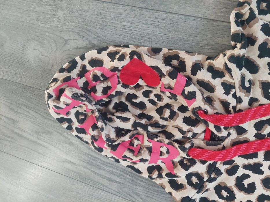 Bluza z kapturem panterka ocieplana bawełna s m