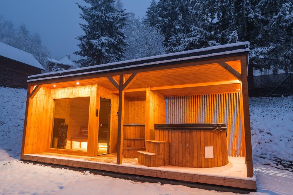 Sauna Optimal z tarasem i zabudowa 44900