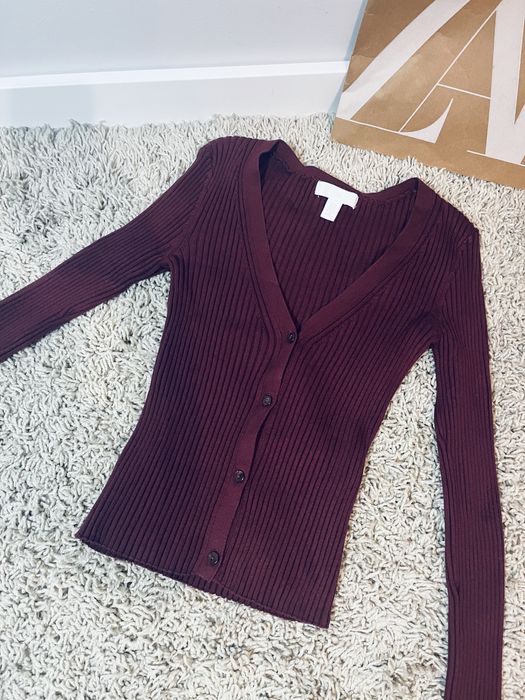 Bordowy kardigan damski rozm xs sweter h