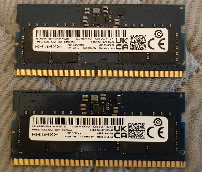 Pamięć 2x12GB DDR5 4800MT/s Sodimm Nowa Zamiana
