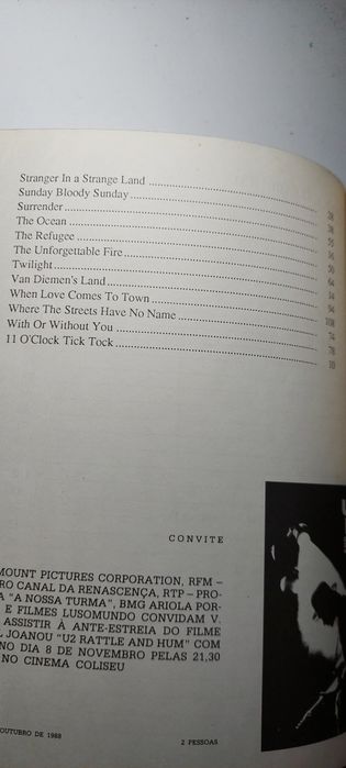 A Chama Sagrada, Poemas dos U2 (1988)
