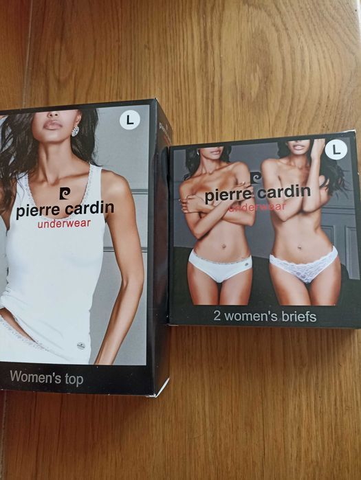 Komplet bielizna damska Pierre Cardin top koszulka figi majtki 95%