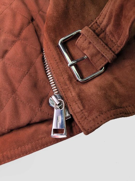 Polo Ralph Lauren Brown Goat Suede Biker Leather Jacket | Designer Outerwear