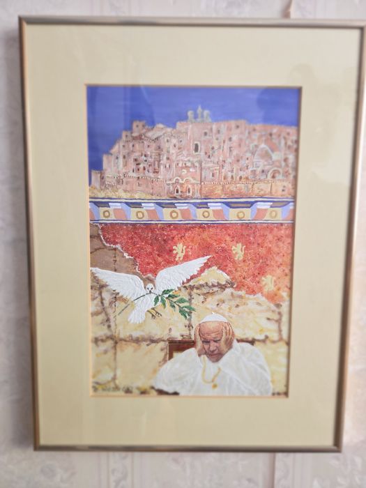 Witraż w ramce Jan Paweł II