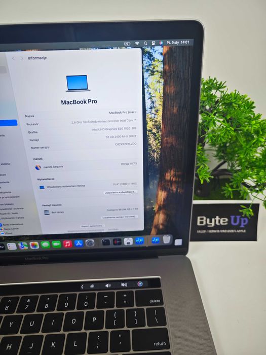 Apple MacBook Pro 15" A1990 (2019) i7/32GB/1TB SSD / GWARANCJA