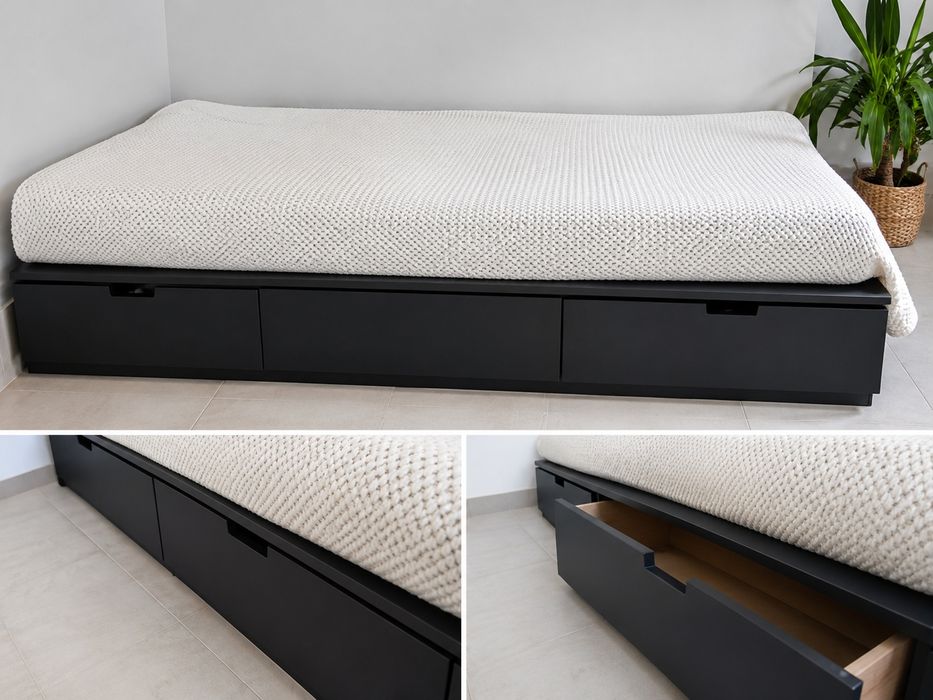 Czarne łóżko ikea